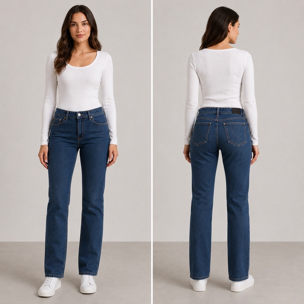 Tommy Hilfiger Womens Straight Leg Jeans Dark Wash Denim Blue Pants